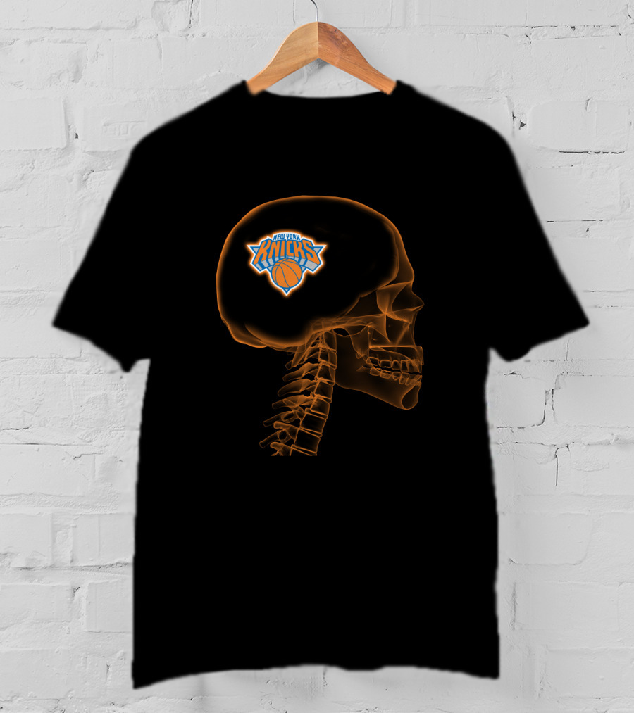 New York Knicks Logo Inside Skull Halloween Concept T-Shirt