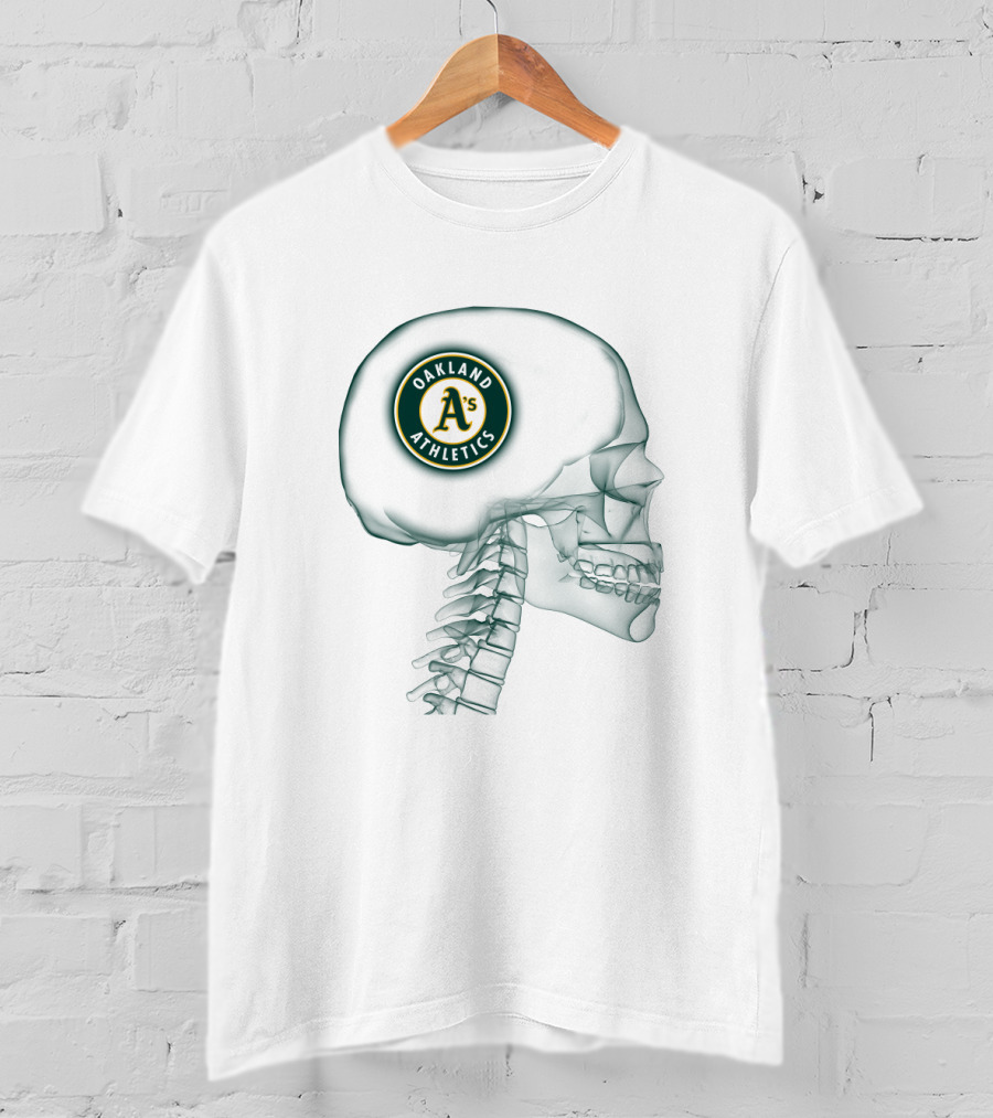 Oakland Athletics A's Logo Inside Skull T-Shirt