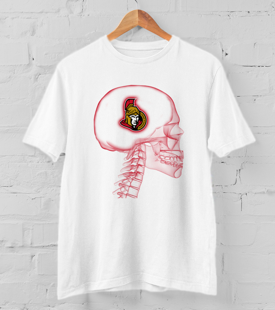 Ottawa Senators Logo Inside Skull Brain Outline T-Shirt