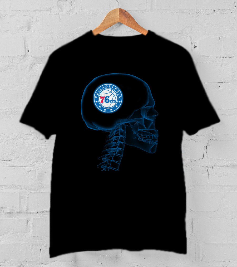 Philadelphia 76ers Logo X-Ray Brain Halloween Theme T-Shirt
