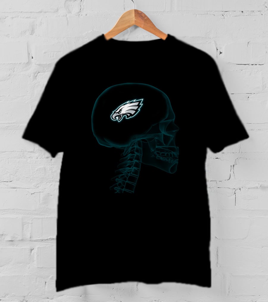 Philadelphia Eagles Skull X-Ray Halloween Brain T-Shirt