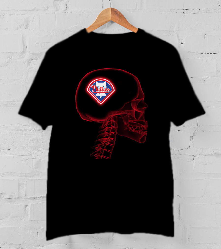 Philadelphia Phillies Logo Embedded In Mind Skull T-Shirt