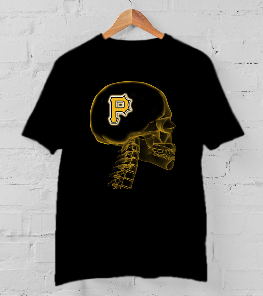 Pittsburgh Pirates Enthusiast Skull With Logo Brain X-Ray T-Shirt