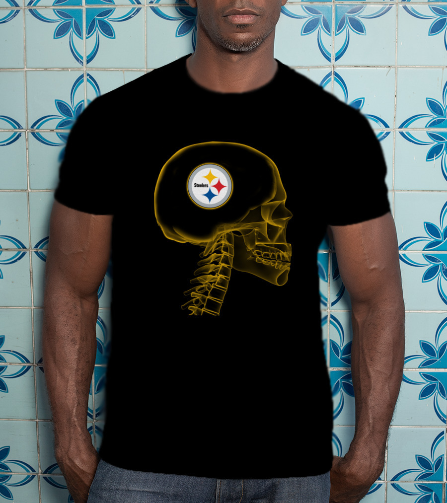 Pittsburgh Steelers Logo In Skull Halloween T-Shirt