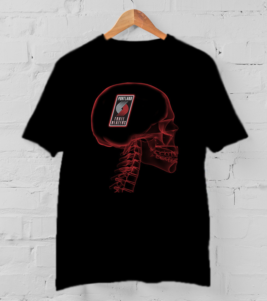 Portland Trail Blazers Skull Brain Halloween Theme T-Shirt