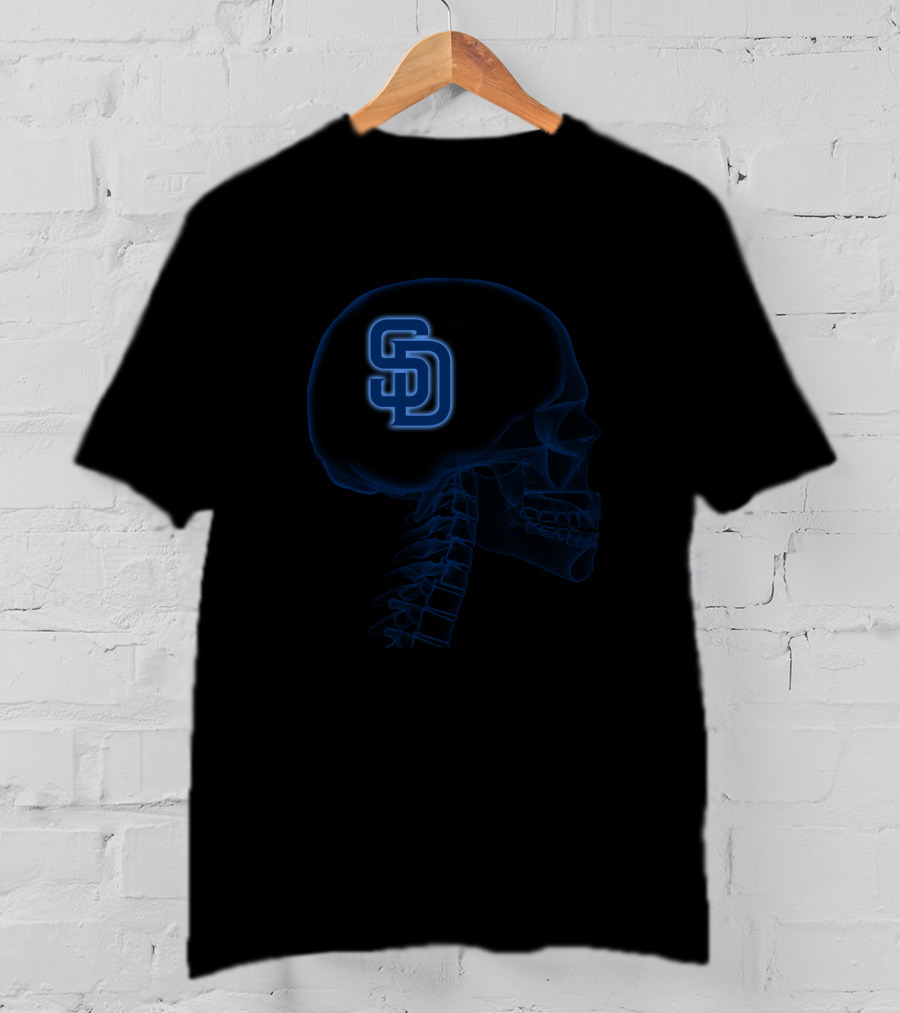 San Diego Padres SD Logo In Skull Brain T-Shirt