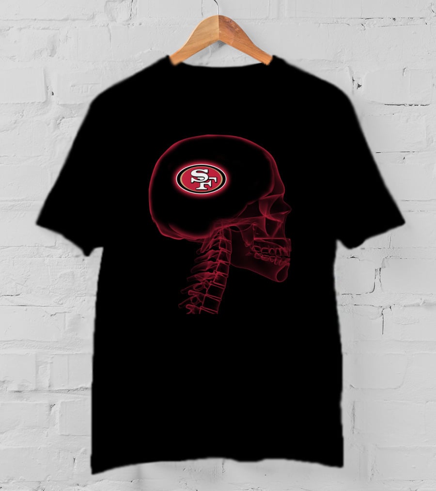 San Francisco 49ers Skull Logo Halloween Brain Theme T-Shirt
