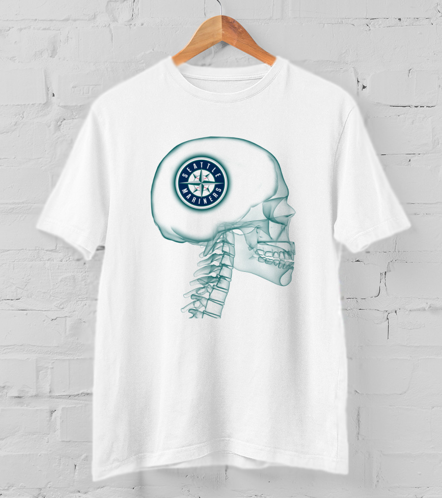 Seattle Mariners Logo Inside X-Ray Skull Image T-Shirt