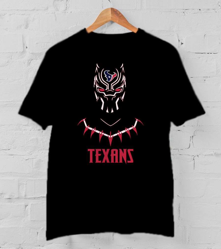 Black Panther Texans Logo Mask With Necklace T-Shirt