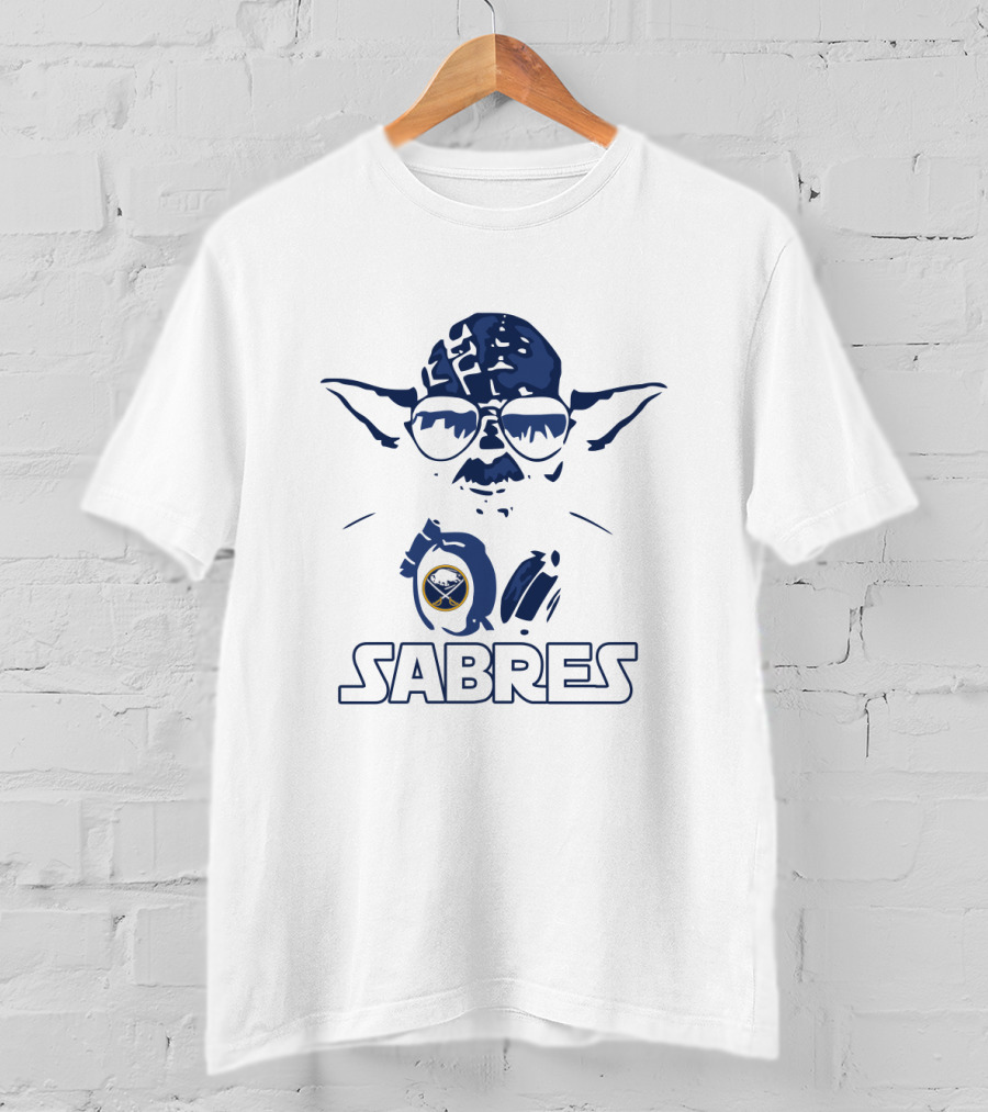 Yoda Wearing Sunglasses With Buffalo Sabres Logo In Star Wars T-Shirt