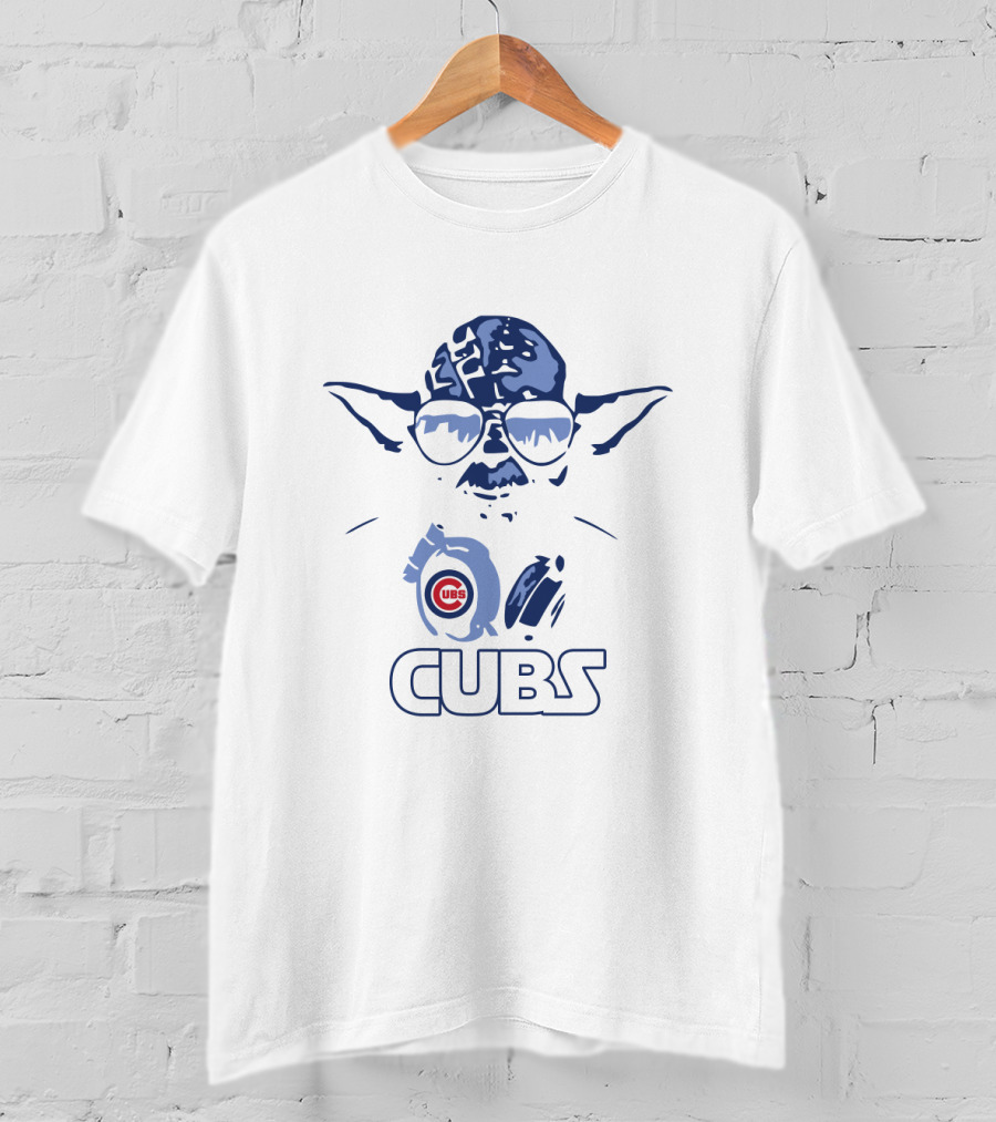Yoda Star Wars And Chicago Cubs Fans Crossover With Cubs Logo And Yoda T-Shirt
