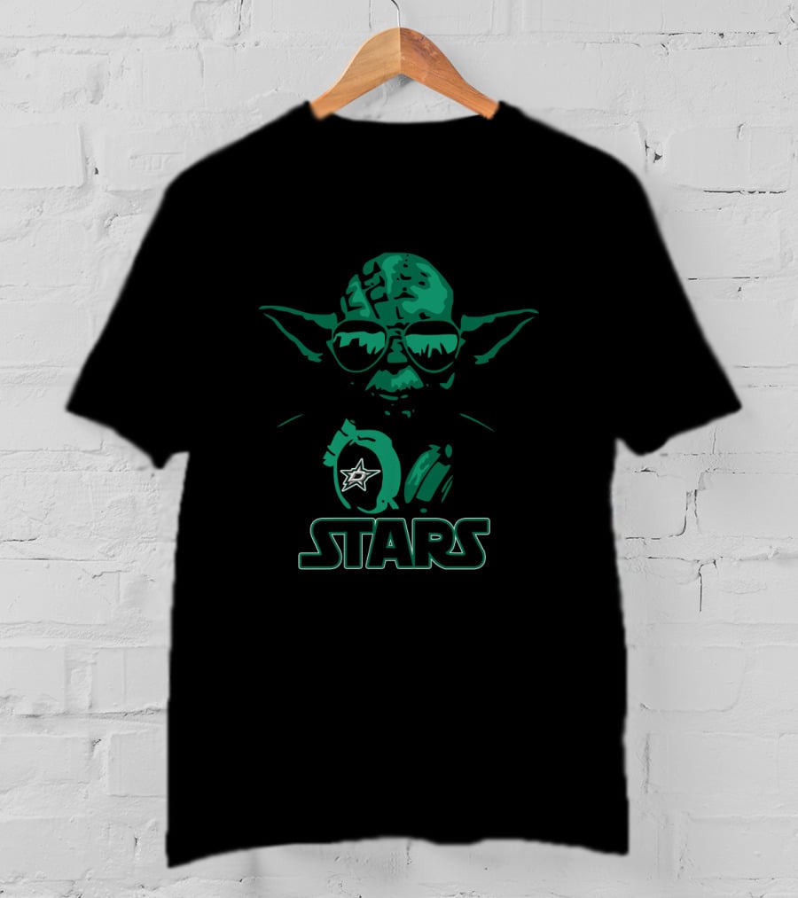 Yoda With Dallas Stars Logo And Sunglasses Fusion T-Shirt