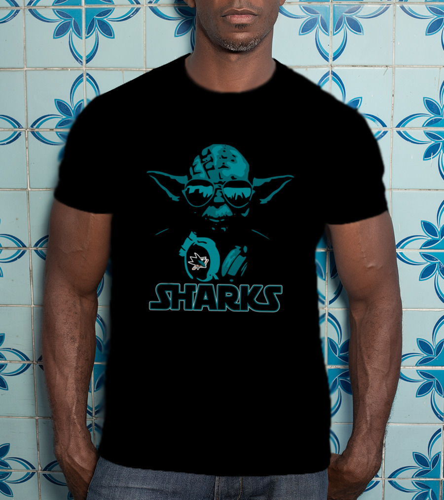 Yoda Star Wars Style San Jose Sharks Hockey Fan T-Shirt
