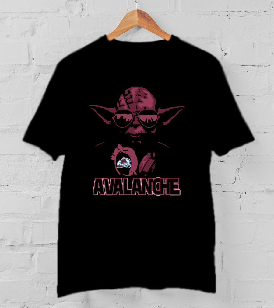 Yoda With Sunglasses And Colorado Avalanche Logo - Star Wars Fans Unite T-Shirt