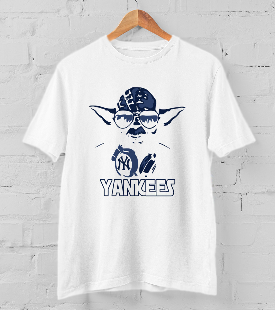 Yoda Star Wars Yankees New York Fans With NY Logo And Dark T-Shirt
