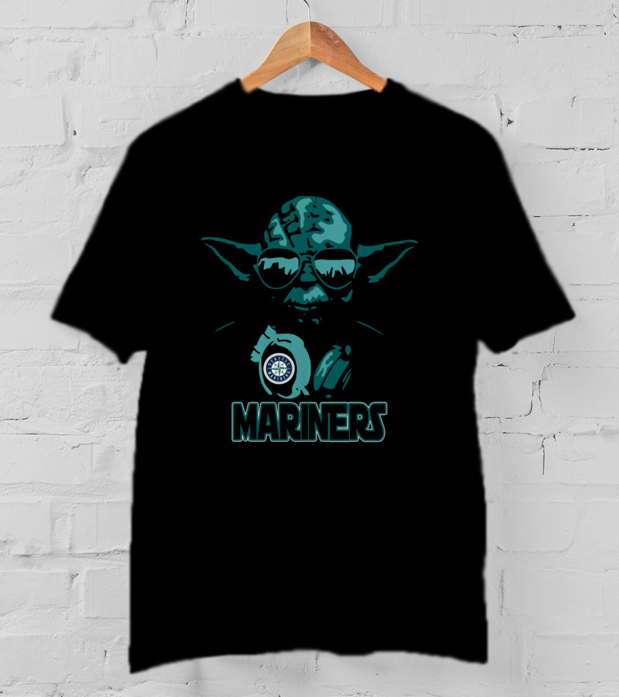 Yoda Mariners Seattle Star Wars Fans With Sunglasses And Seattle Mariners T-Shirt