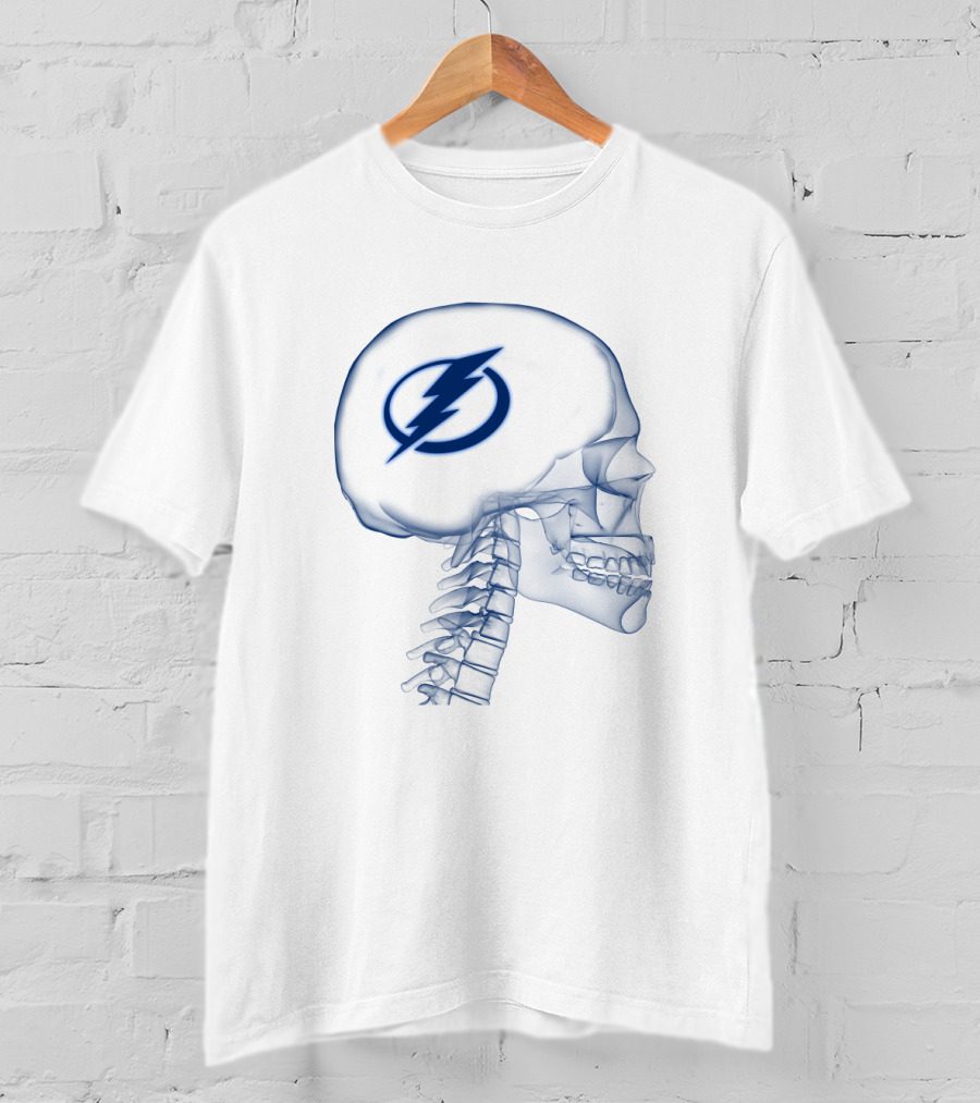 Tampa Bay Lightning Logo Inside Skull Blueprint Concept T-Shirt
