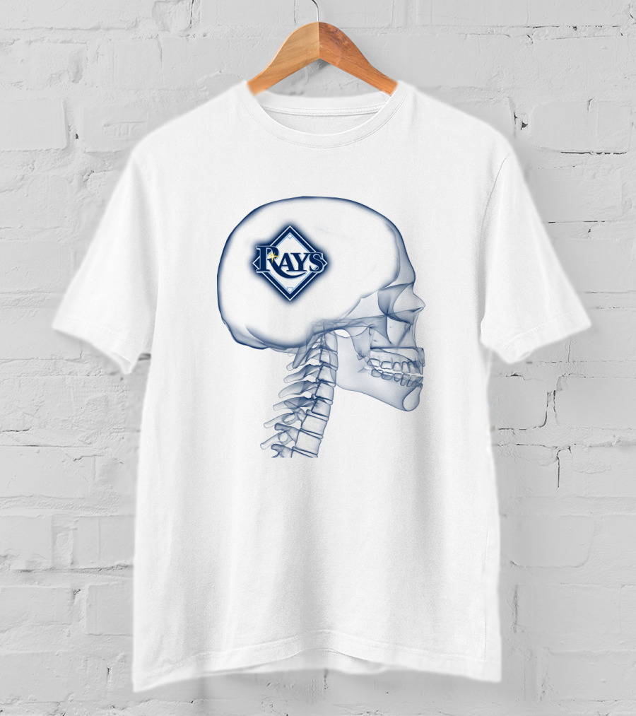 Tampa Bay Rays Logo Inside Skull Outline T-Shirt