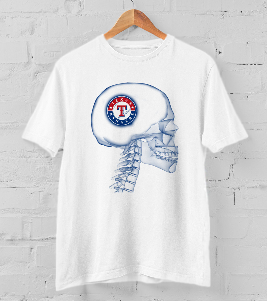 Texas Rangers Logo Inside Skull X-Ray Brain Concept T-Shirt