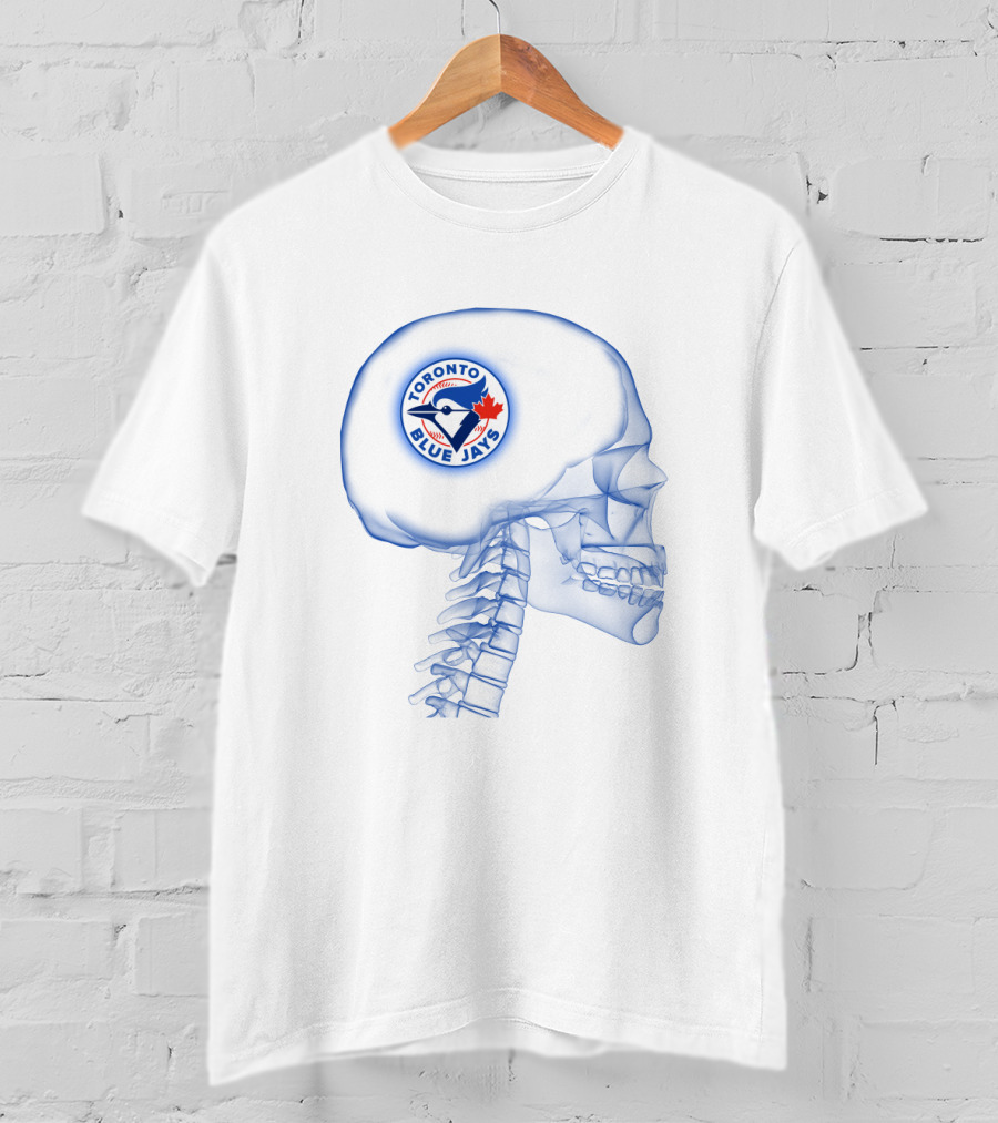 Toronto Blue Jays Logo Inside X-Ray Brain Skull Maple Leaf Baseball Fanatic T-Shirt