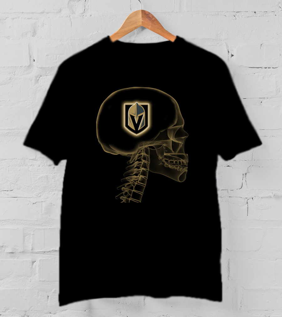 Vegas Golden Knights Logo Within Skull Outline And Spine T-Shirt