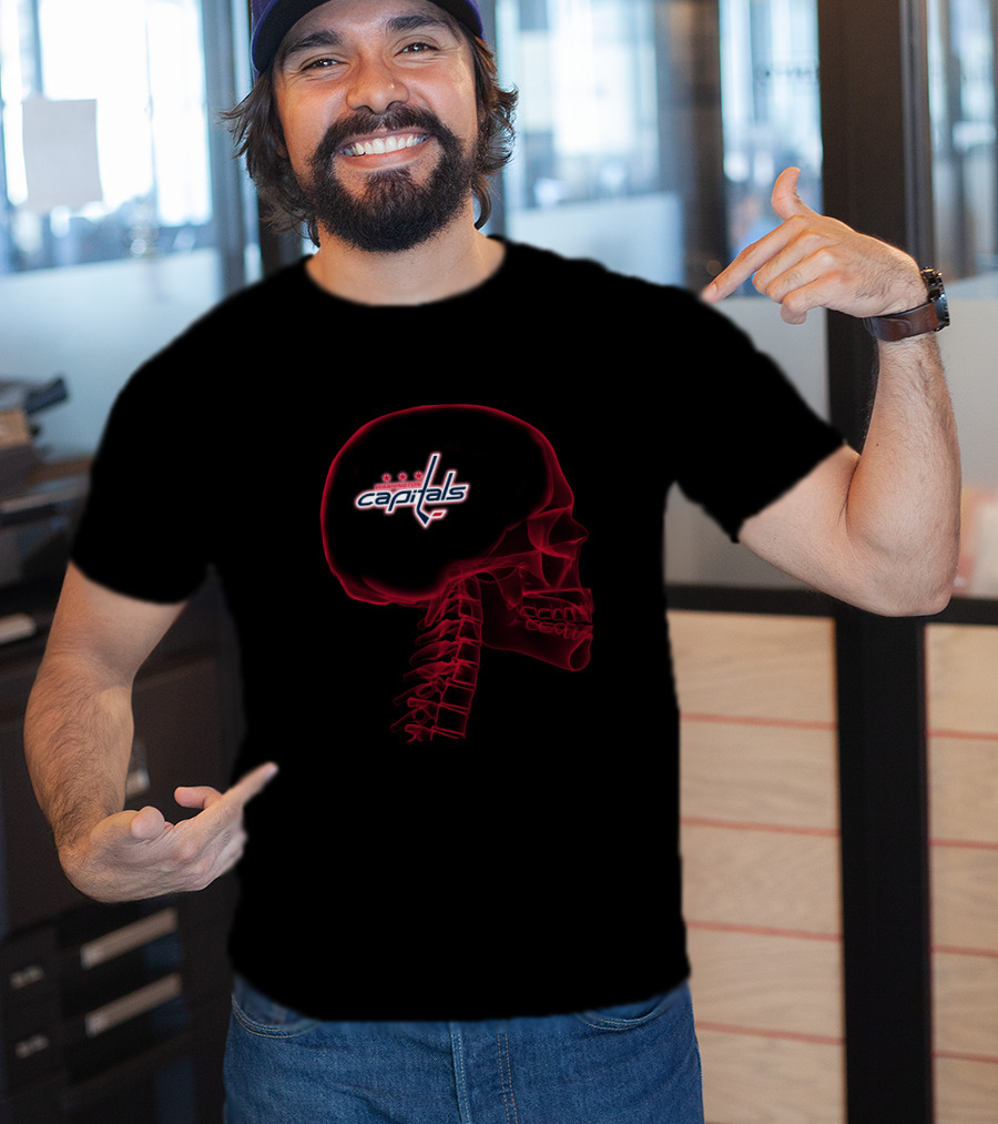 Washington Capitals Logo Inside Skull X-Ray Effect T-Shirt