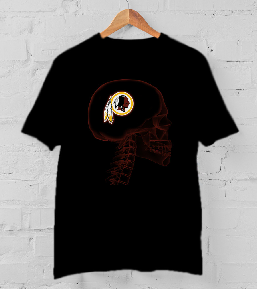 Washington Redskins Logo Inside Skull Halloween Theme T-Shirt