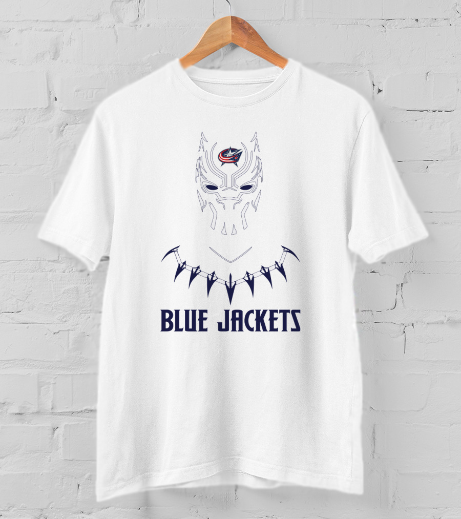 Columbus Blue Jackets Logo On Black Panther Mask T-Shirt