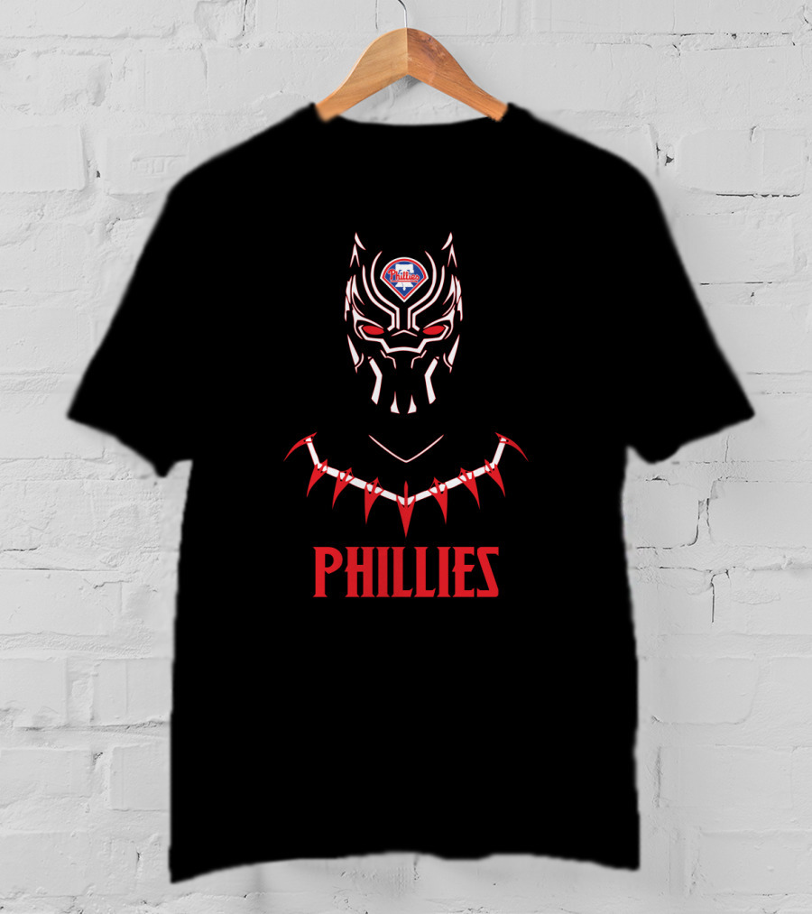 Phillies Baseball Black Panther Wakanda Mask Fusion T-Shirt