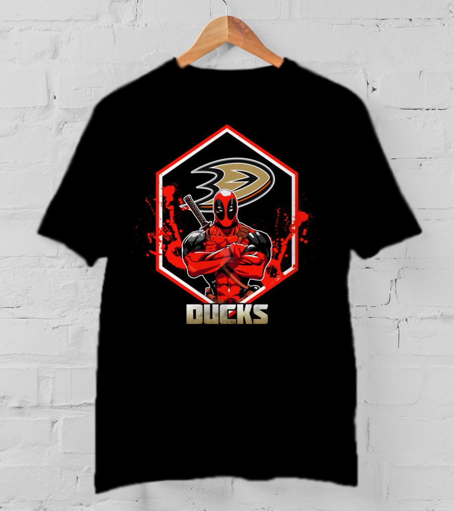 Deadpool Anaheim Ducks Crossover Fan Art T-Shirt