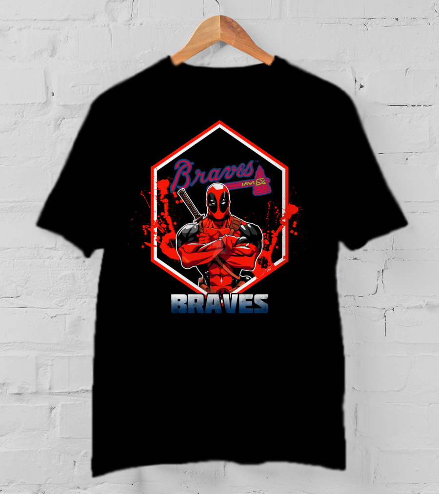 Deadpool Braves Crossover With Atlanta Braves Baseball Fan T-Shirt