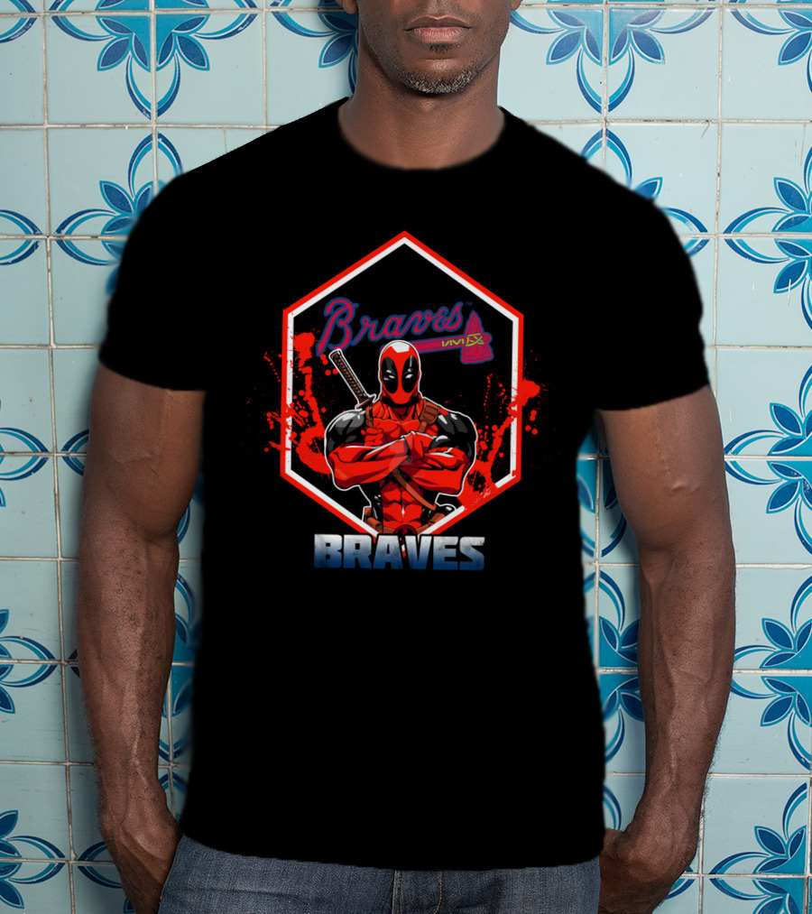 Deadpool Braves Crossover With Atlanta Braves Baseball Fan T-Shirt
