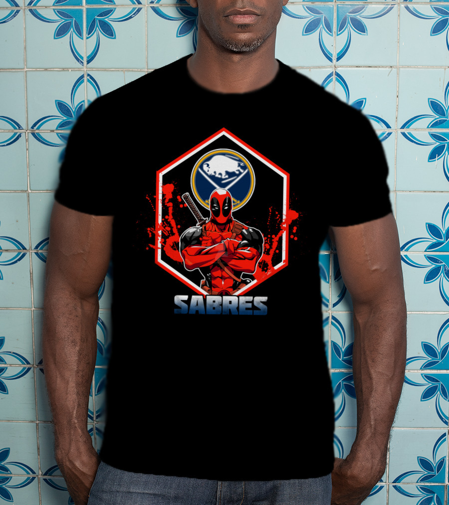 Deadpool With Buffalo Sabres Logo Fan T-Shirt
