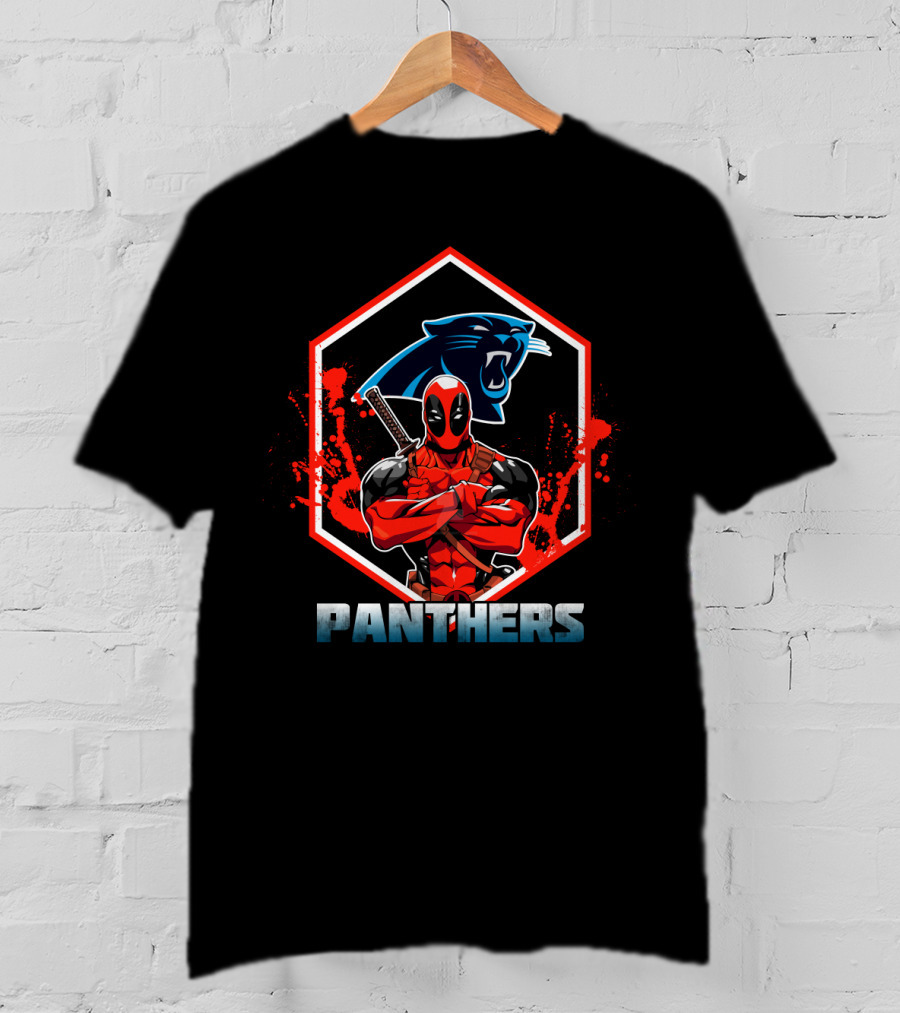 Deadpool Panthers Fans Crossover With Carolina Panthers T-Shirt
