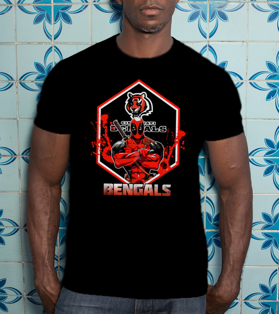 Deadpool Cincinnati Bengals Fans Nfl Football Crossover T-Shirt