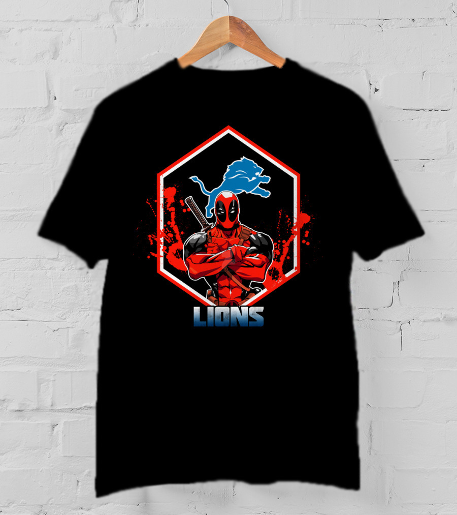 Deadpool Lions Football Crossover Fans T-Shirt