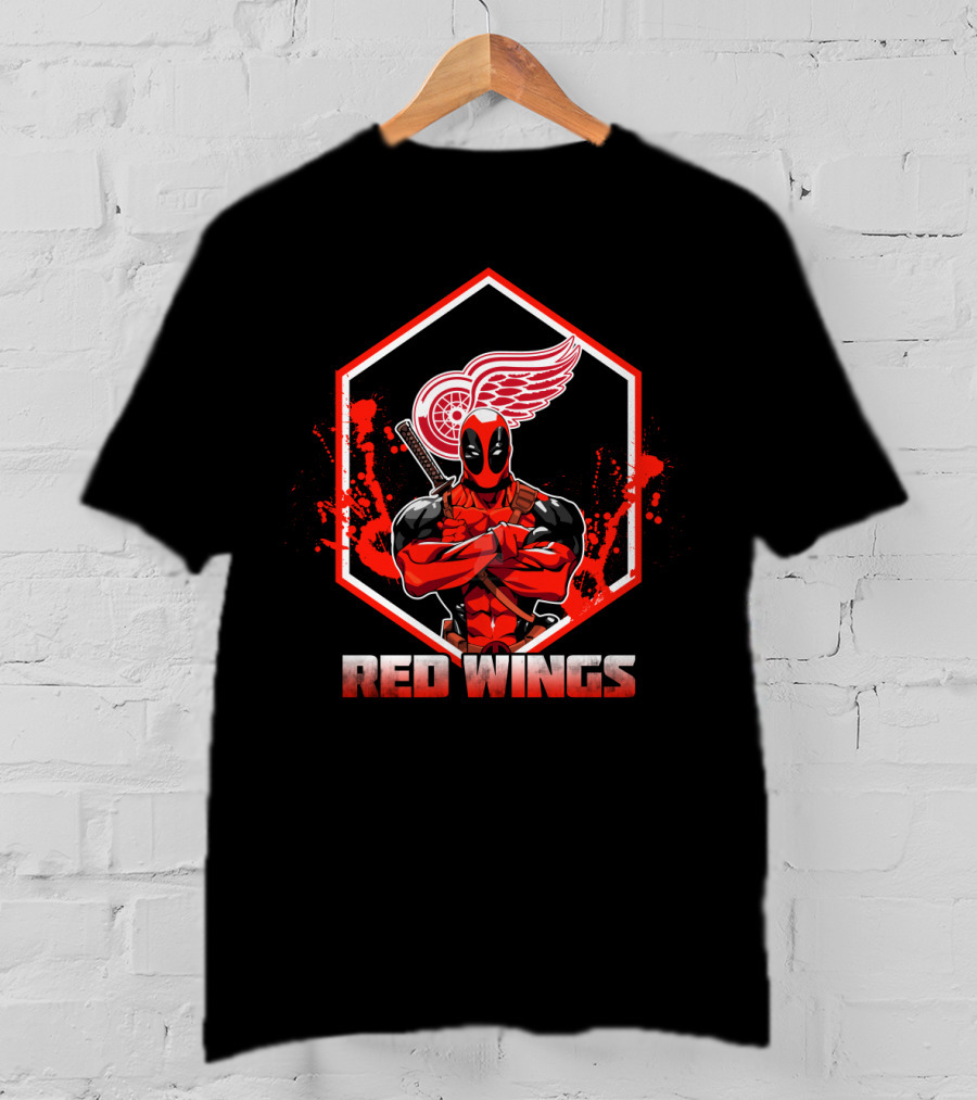 Deadpool Red Wings Fan Crossover T-Shirt