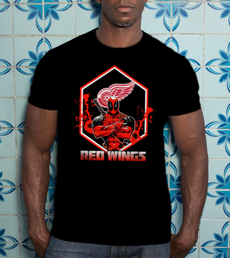 Deadpool Red Wings Fan Crossover T-Shirt