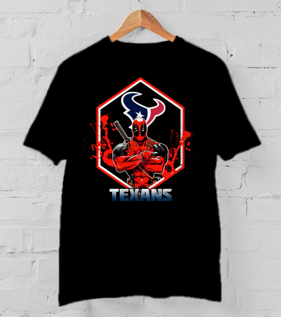 Deadpool Houston Texans Fans Marvel Crossover T-Shirt