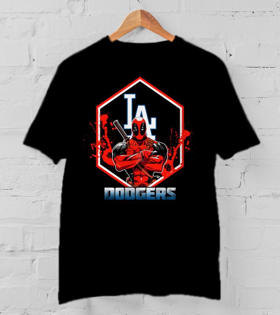 Deadpool Los Angeles Dodgers LA Logo Fan Crossover T-Shirt