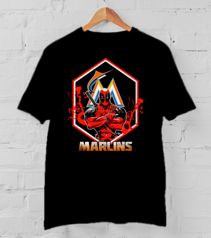 Deadpool Miami Marlins Baseball Fans Crossover T-Shirt