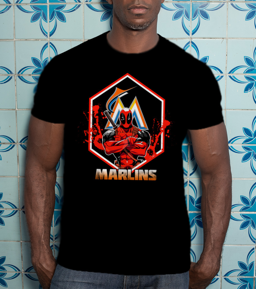 Deadpool Miami Marlins Baseball Fans Crossover T-Shirt
