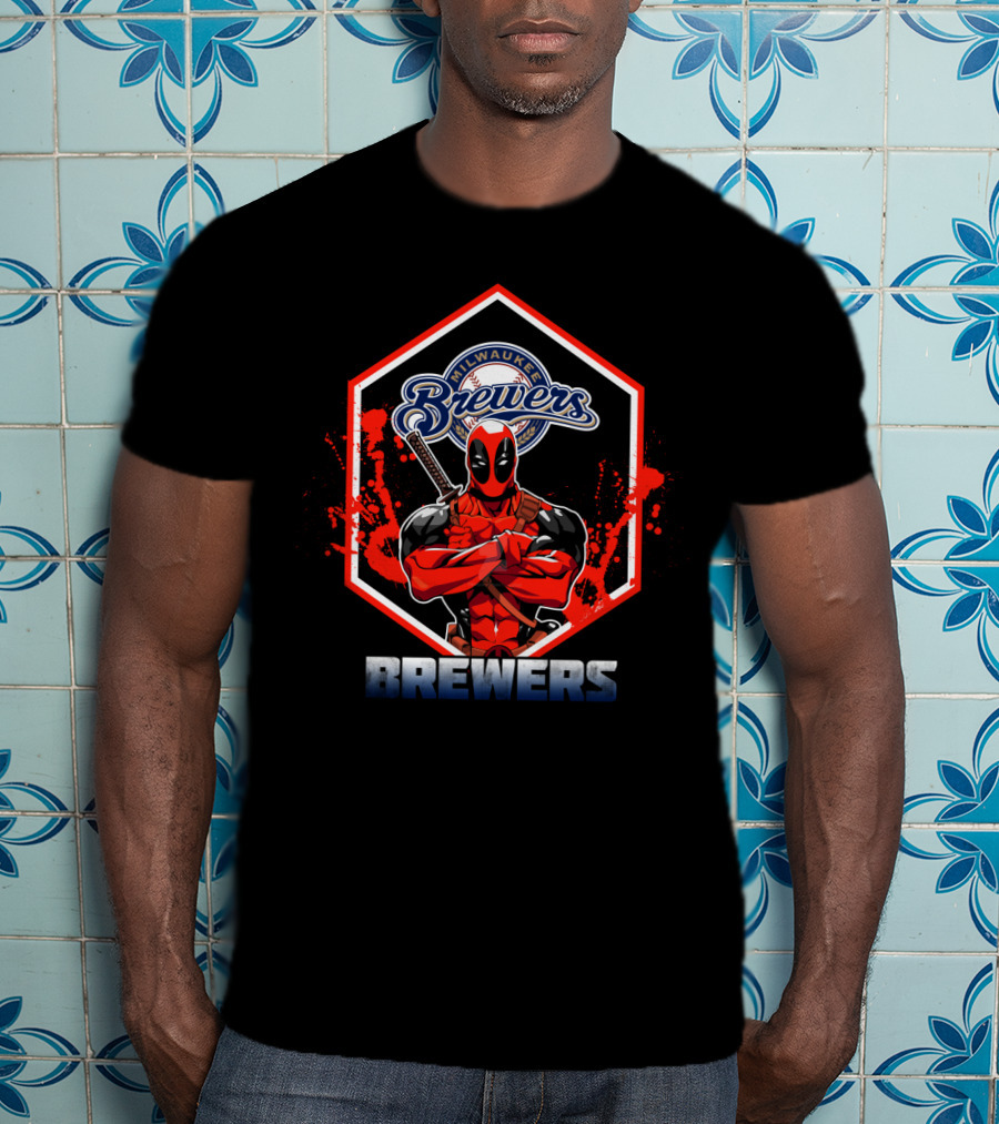 Milwaukee Brewers Deadpool Crossover Fans T-Shirt