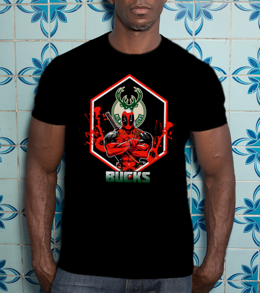 Deadpool Milwaukee Bucks Crossover T-Shirt