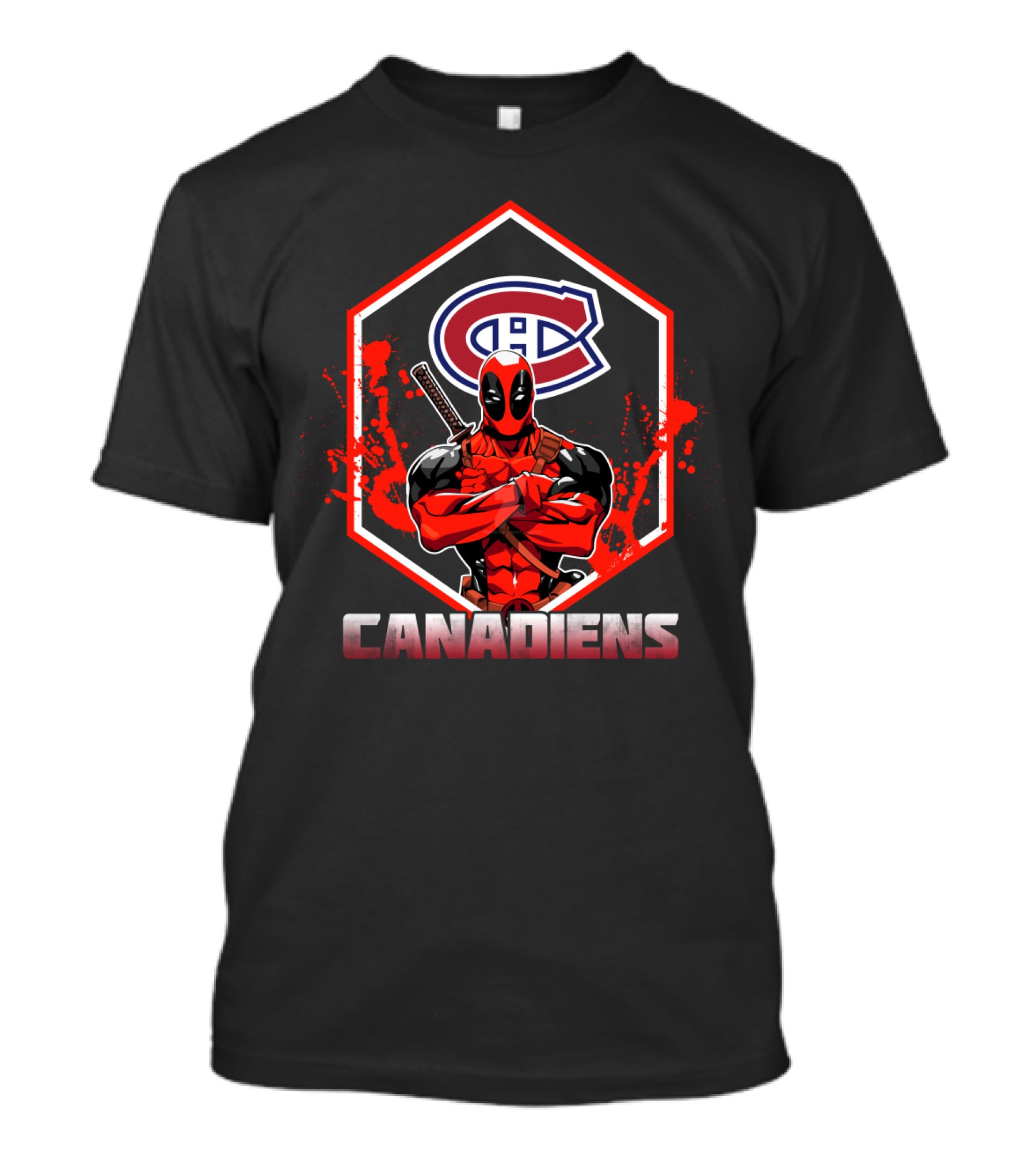 Deadpool Montreal Canadiens NHL Hockey Fan Art Crossover T-Shirt