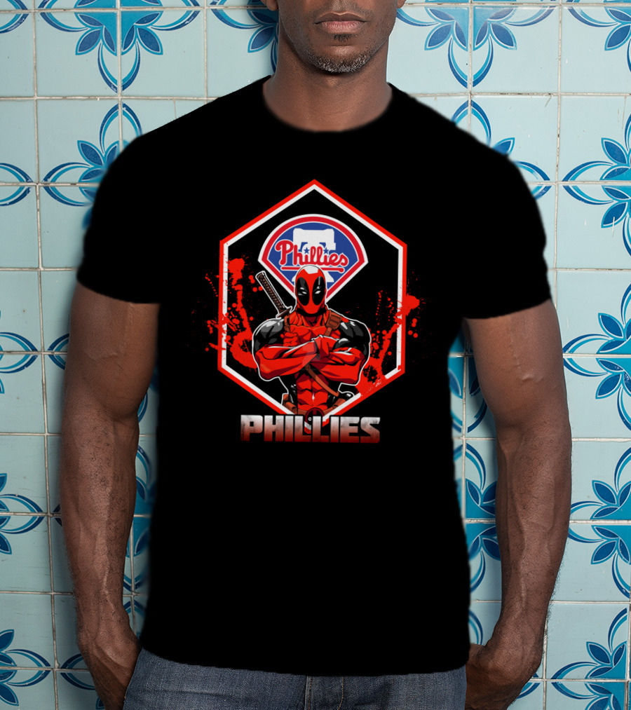 Deadpool Phillies Crossover Fan Art With Logo And Swords T-Shirt