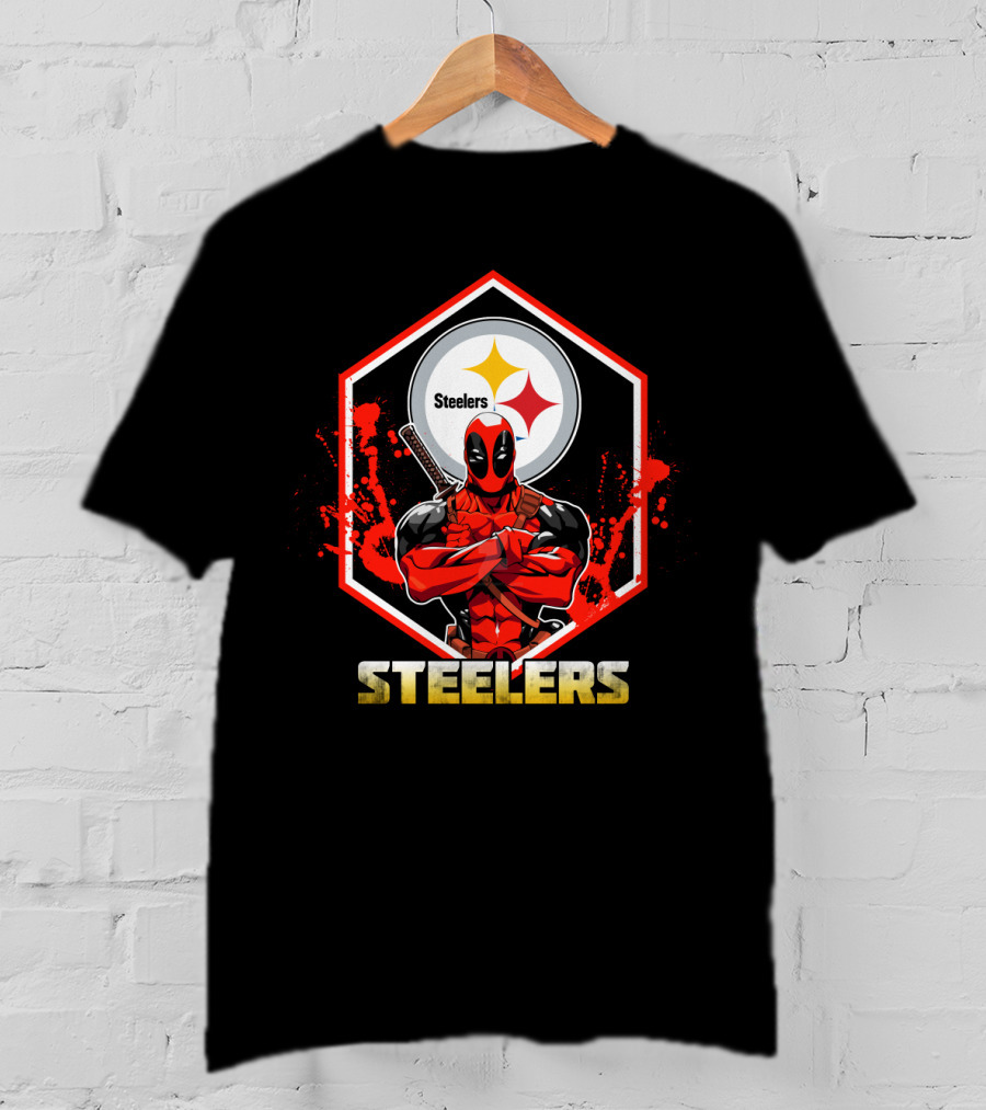 Deadpool Steelers Fans Comic Crossover T-Shirt