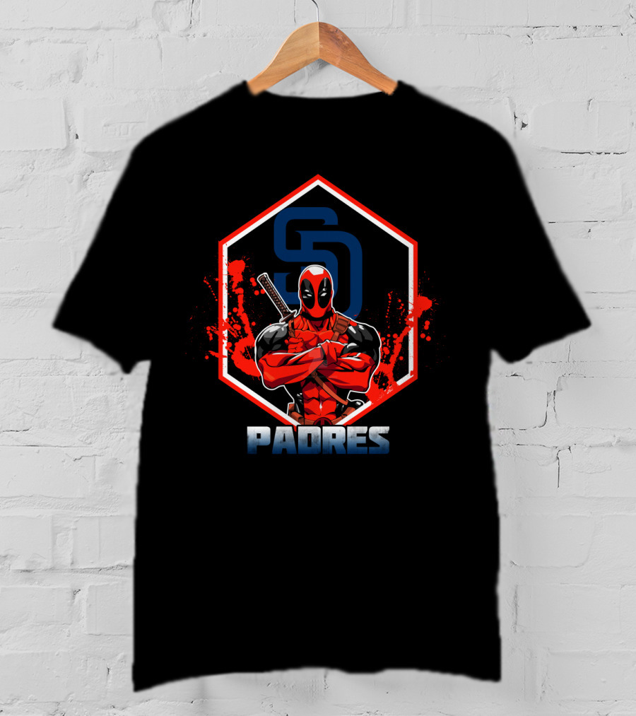 Deadpool San Diego Padres Baseball Fans Comic Collaboration T-Shirt