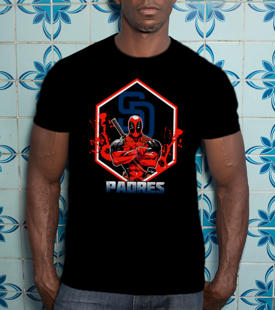 Deadpool San Diego Padres Baseball Fans Comic Collaboration T-Shirt