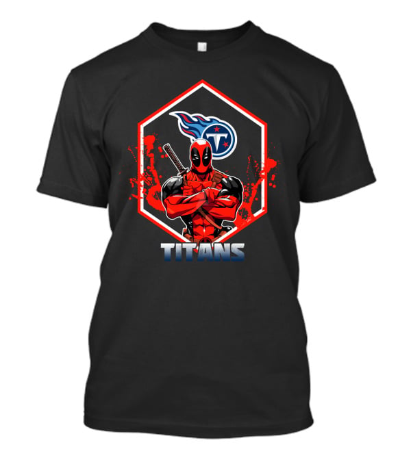 Deadpool Titans Fans With Tennessee Titans Logo Reimagined T-Shirt